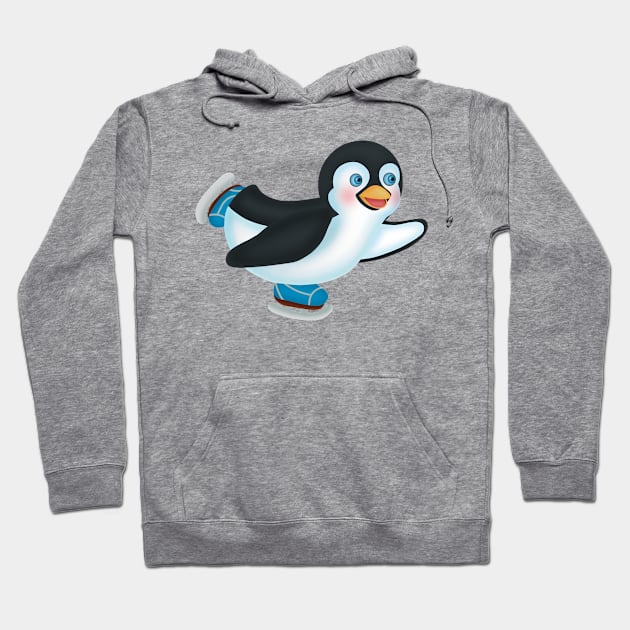 Cute penguin ice skating happily Hoodie by Athikan